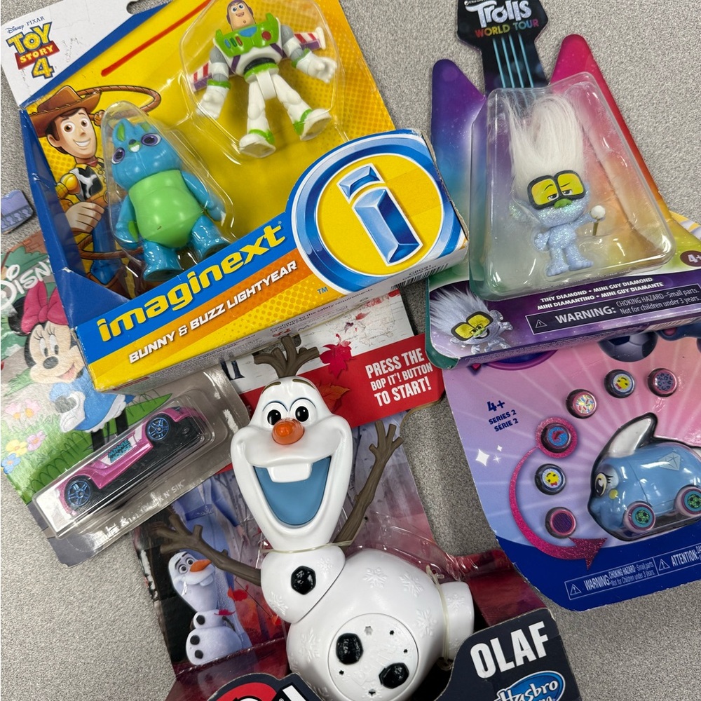 Disney Toy Story Buzz Lightyear bop it Troll Minnie Mouse set